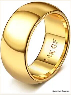 14K Gold Filled Unisex Wedding Band Ring - Thick Thin Domed Comfort Fit Sizes